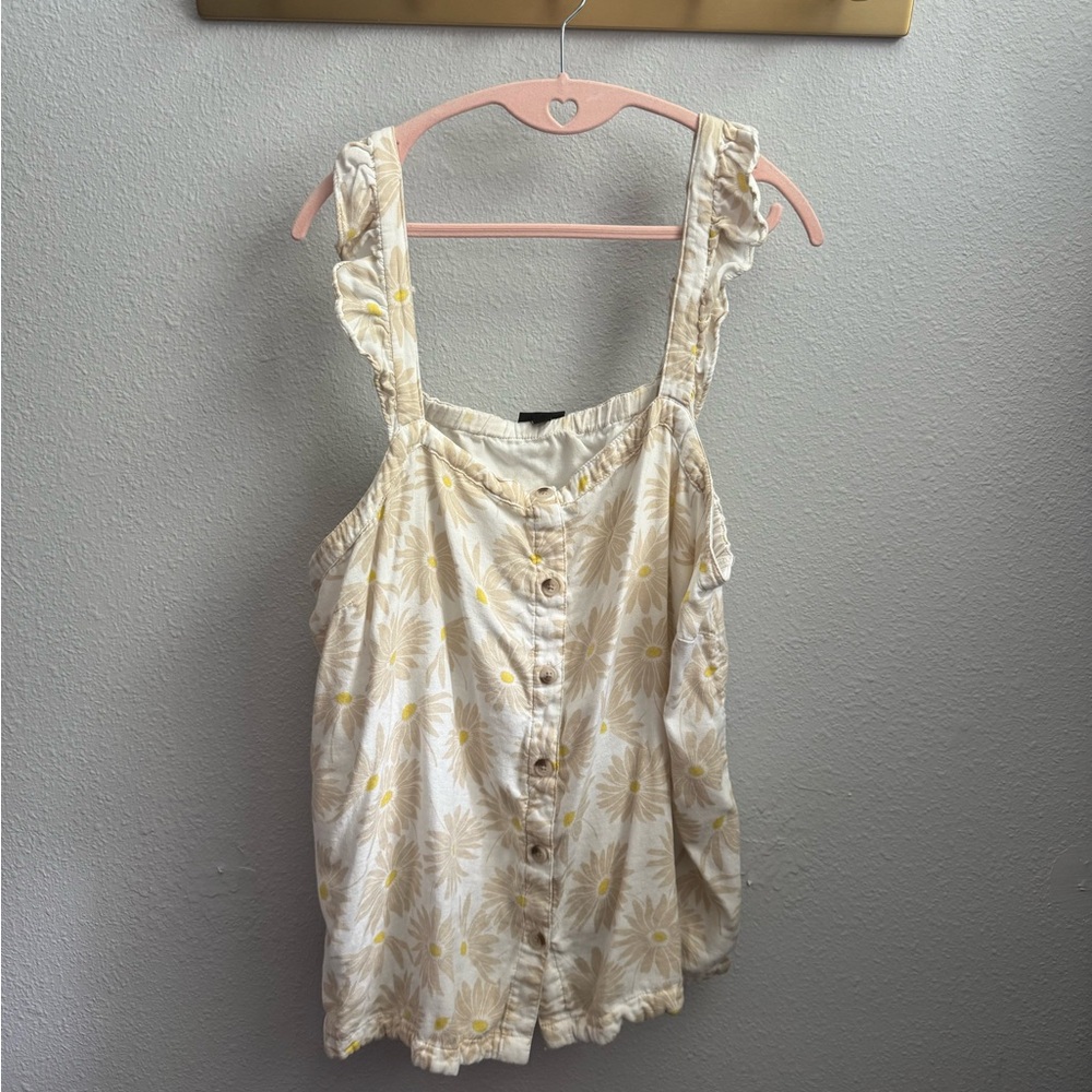 Torrid Cream Floral Button-Up Sleeveless Top Sz 2X